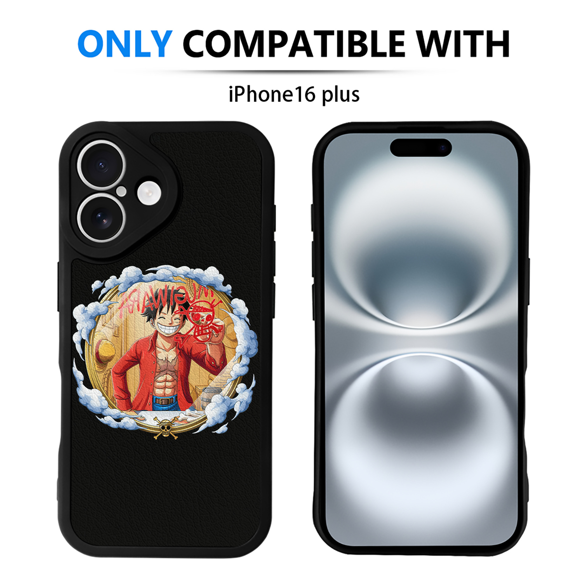（画像用） ワンピース モンキー・D・ルフィ ONE PIECE Monkey D. Luffy 【iPhone 16シリーズ対応】シリコンスマホケース（レザー調） 材質：シリコン